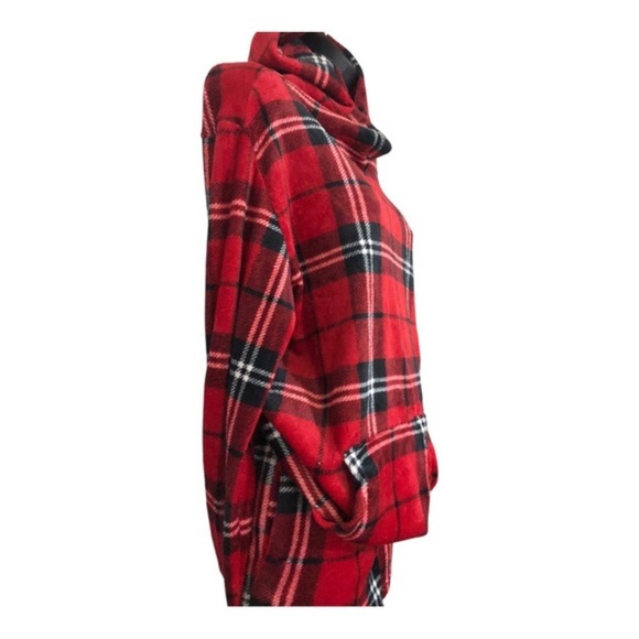 Red plaid 2piece velour hoodie and shorts set size small brand new - Picture 10 of 13